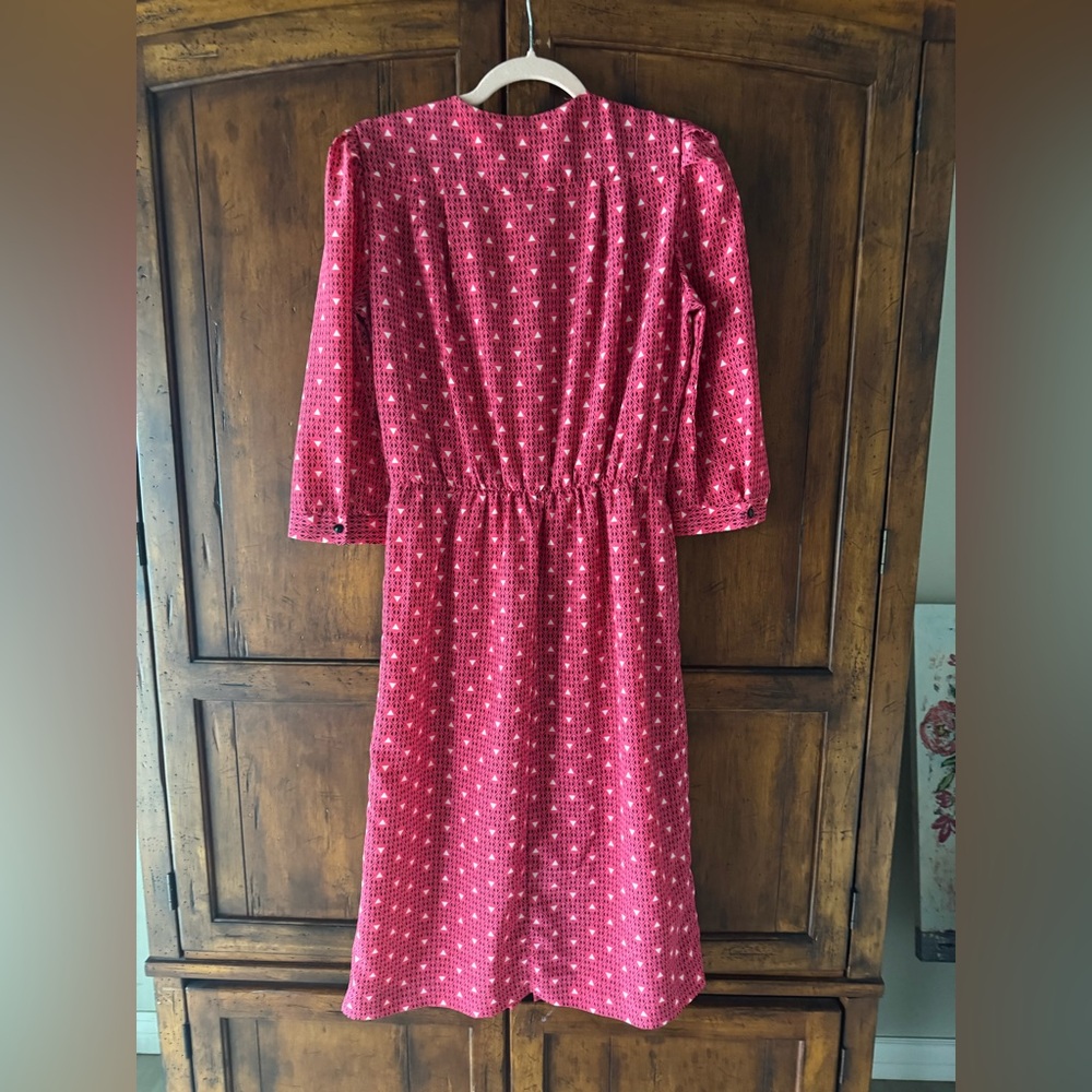 Vintage Lisa II Pink Pleated Geo Print Midi Dress